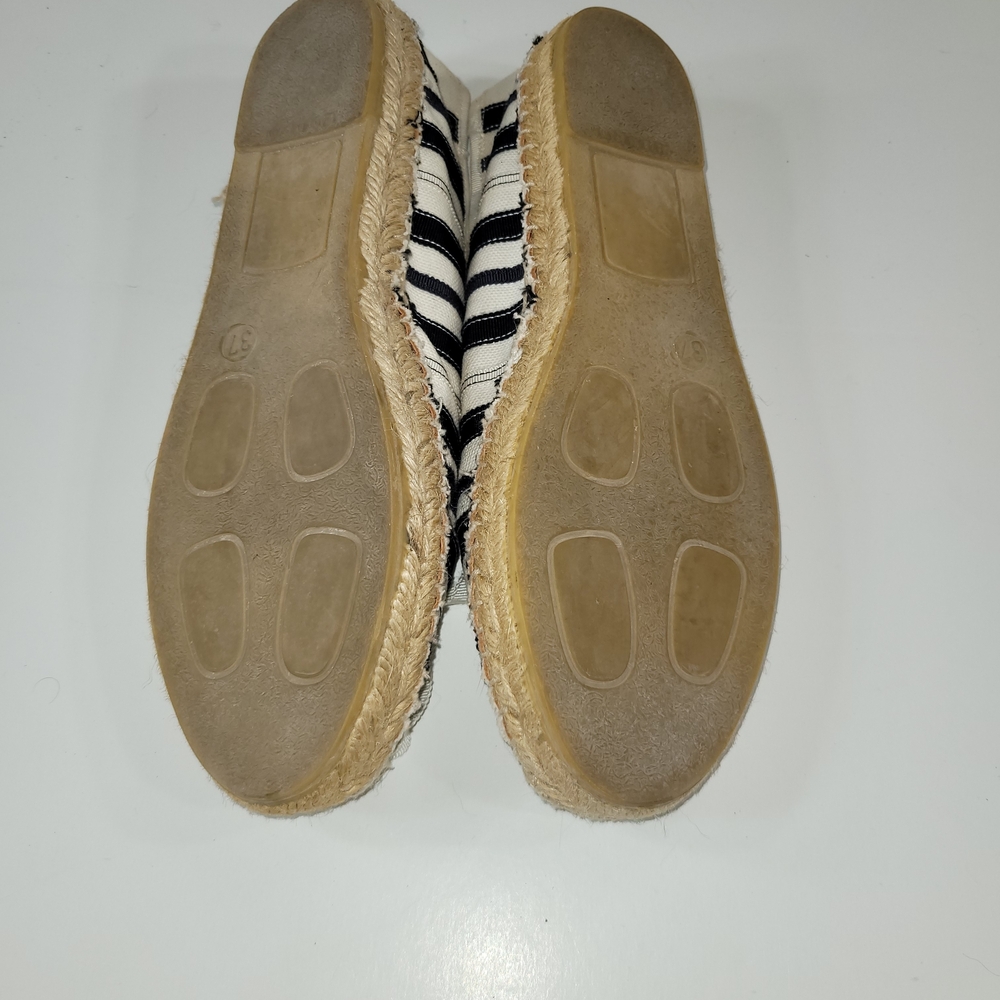 Prada Black Sandals Marc Jacobs Striped Espadrilles Slip On Loafers Size 37 - Picture 10 of 10